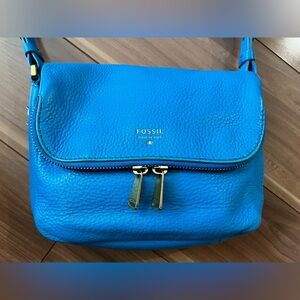 FOSSIL Leather Blue Crossbody Bag